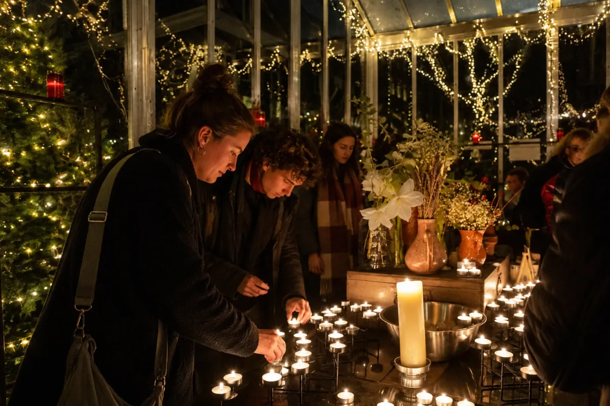 Brandende kaarsjes tijdens een avondeditie